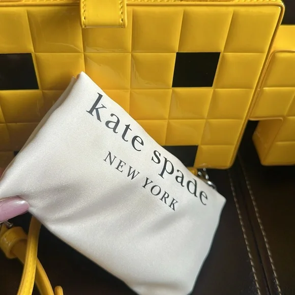 NWT Kate ♠️ Spade special edition SPACE INVADERS Yellow Pixelated Handbag - Picture 15 of 16
